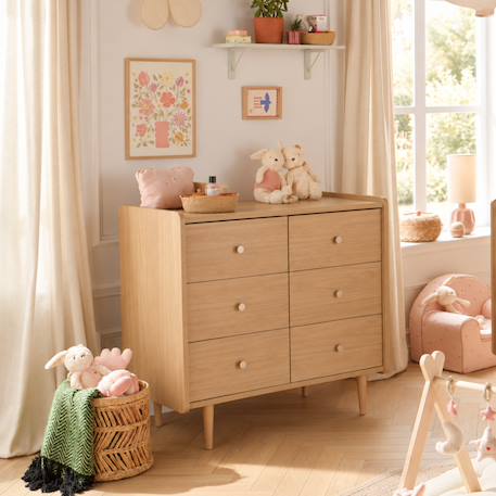 Commode 6 tiroirs décor bois chêne bohême - boheme Beige 1 - vertbaudet enfant 