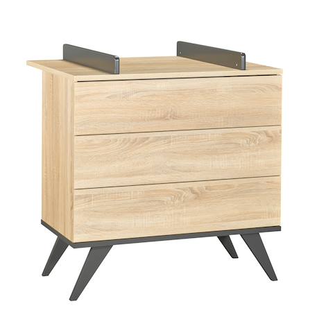 Chambre bébé duo: lit bébé 60x120 et commode à langer décor chêne doré - new york Marron/gris 6 - vertbaudet enfant 