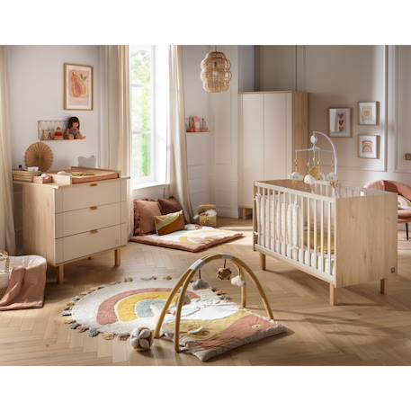 Armoire 2 portes  décor bois chêne suave et portes laquées - solene Marron/beige 4 - vertbaudet enfant 