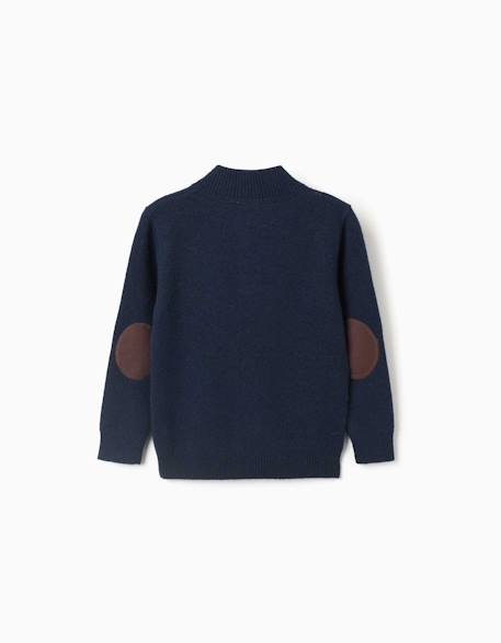Pull en mélange de laine avec col montant Bleu foncé+Rouge 2 - vertbaudet enfant 