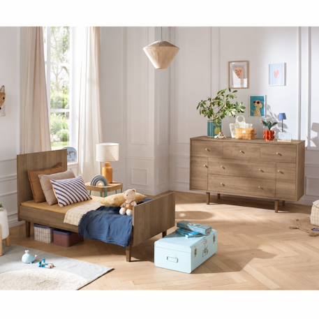 Chambre bébé duo: lit bébé 70x140 évolutif et commode à langer xxl décor chêne mokka - mokka Marron 2 - vertbaudet enfant 
