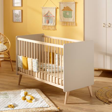 Lit bébé bébé 60x120 à barreaux laqué beige cendré - basile Beige/marron 1 - vertbaudet enfant 
