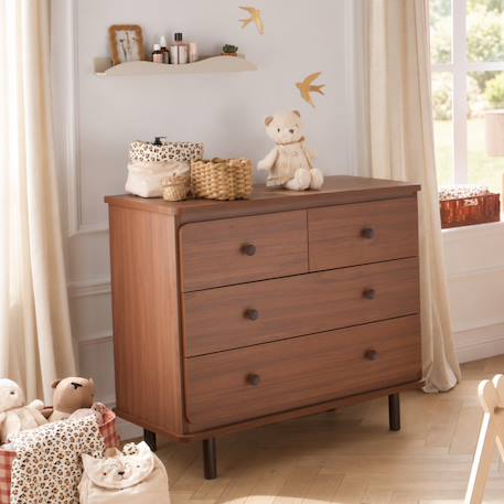 Commode 4 tiroirs décor bois noyer - choco Marron 1 - vertbaudet enfant 