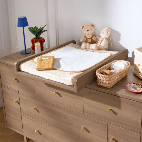 Plan à langer coulissant pour commode xxl décor bois chêne mokka - mokka Marron 6 - vertbaudet enfant 