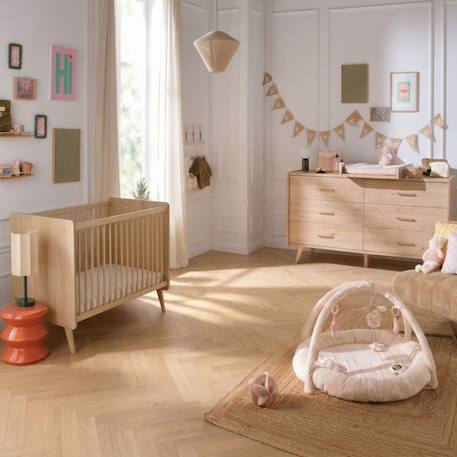 Chambre bébé duo: lit bébé 60x120, commode à langer xxl 6 tiroirs décor chêne suave - arty Marron 1 - vertbaudet enfant 