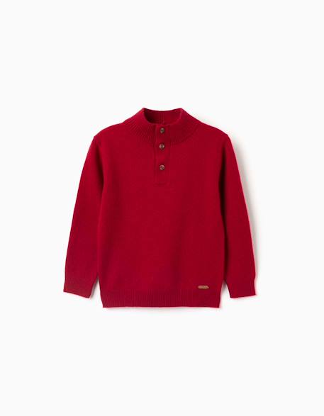 Pull en mélange de laine avec col montant Bleu foncé+Rouge 4 - vertbaudet enfant 