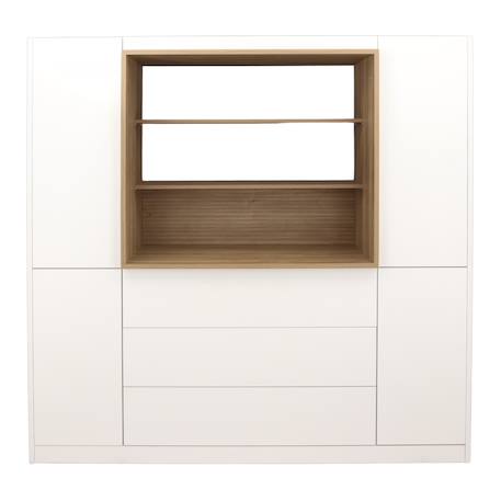 Combiné commode à langer 3 tiroirs, 2 colonnes et niche décor chêne mokka - mokka Blanc 4 - vertbaudet enfant 