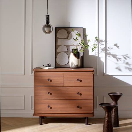 Commode 4 tiroirs décor bois noyer - choco Marron 4 - vertbaudet enfant 