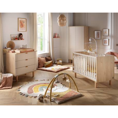 Commode 3 tiroirs décor bois chêne suave et laqué - solene Marron/beige 4 - vertbaudet enfant 