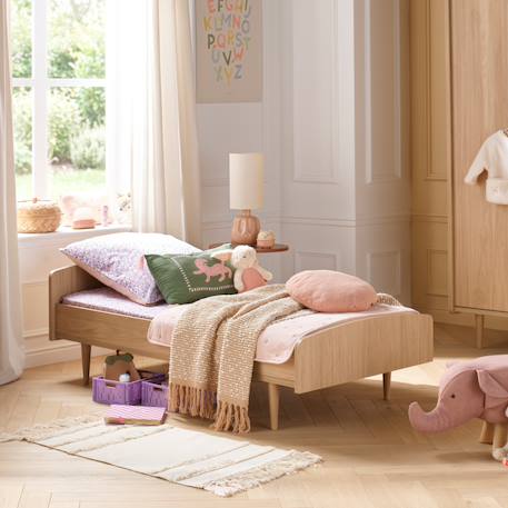 Chambre bébé trio: lit bébé 70x140 évolutif, commode à langer 6 tiroirs et armoire 2 portes décor chêne bohême - boheme Beige 5 - vertbaudet enfant 