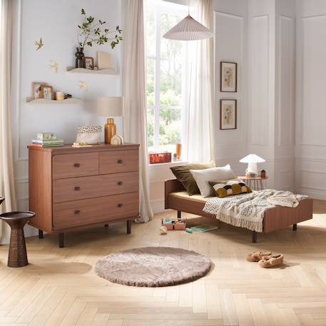 Chambre bébé duo: lit bébé 70x140 évolutif et commode à langer 4 tiroirs décor noyer - choco Marron 3 - vertbaudet enfant 