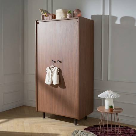 Armoire 2 portes décor bois noyer - choco Marron 1 - vertbaudet enfant 
