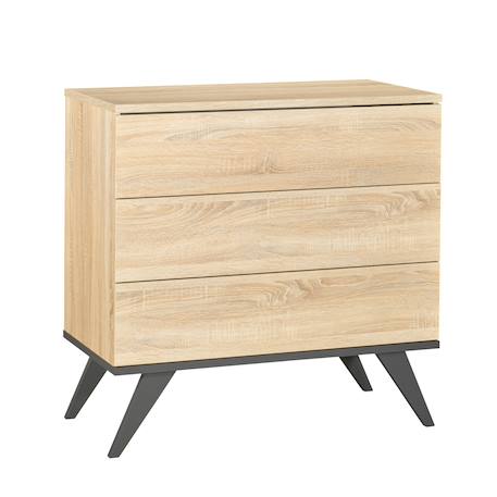 Chambre bébé duo: lit bébé 70x140 évolutif  et commode à langer décor chêne doré - new york Marron/gris 5 - vertbaudet enfant 