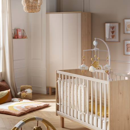 Armoire 2 portes  décor bois chêne suave et portes laquées - solene Marron/beige 3 - vertbaudet enfant 