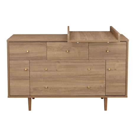 Plan à langer coulissant pour commode xxl décor bois chêne mokka - mokka Marron 3 - vertbaudet enfant 