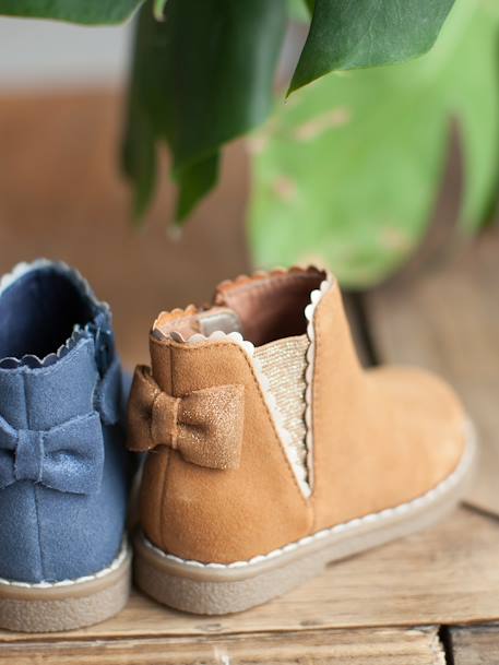 Boots bébé fille cuir zippées beige imprimé+bordeaux+CAMEL+marine+noir 18 - vertbaudet enfant 