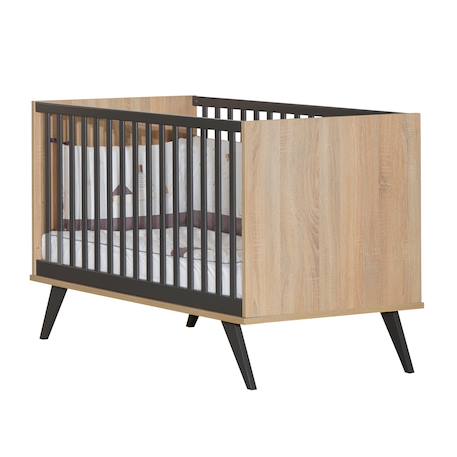 Chambre bébé duo: lit bébé 70x140 évolutif  et commode à langer décor chêne doré - new york Marron/gris 3 - vertbaudet enfant 