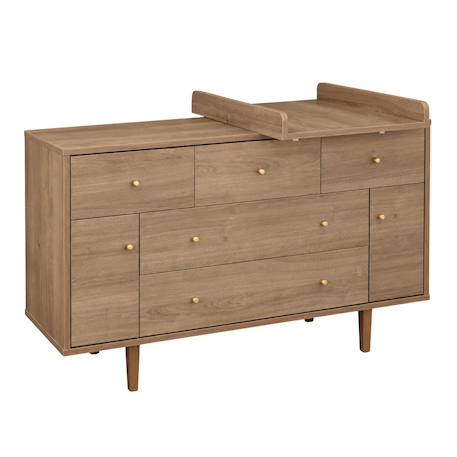 Commode 5 tiroirs et 2 portes décor chêne mokka - mokka Marron 3 - vertbaudet enfant 