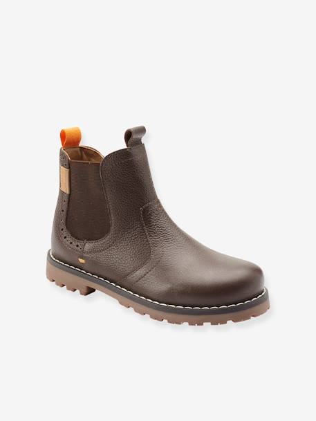 Boots fourrés en cuir garçon collection maternelle marron 1 - vertbaudet enfant 