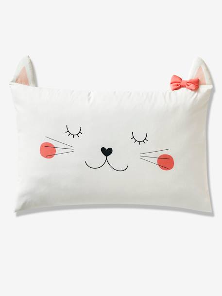 Parure housse de couette + taie d'oreiller enfant CHAT WAOU bleu / multicolore 4 - vertbaudet enfant 