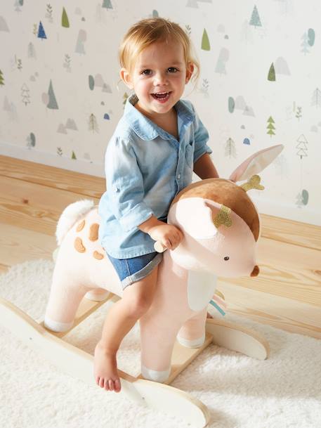 Faon à bascule en bois FSC® Beige 1 - vertbaudet enfant 