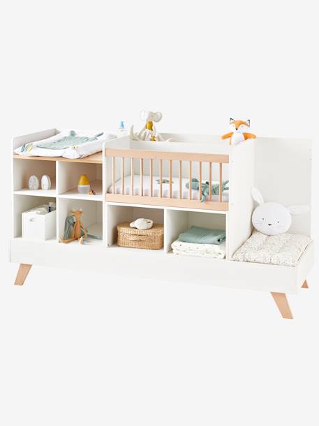 Lit bébé évolutif combiné 4 en 1 COMBINID BLANC / BOIS 5 - vertbaudet enfant 