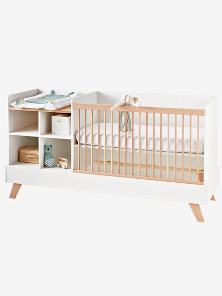 Lit bébé évolutif combiné 4 en 1 COMBINID BLANC / BOIS 3 - vertbaudet enfant 