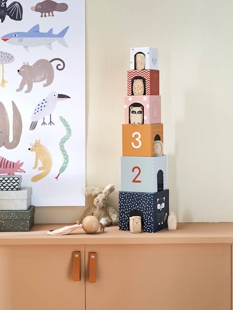 Tour de cubes + animaux en bois multicolore 3 - vertbaudet enfant 