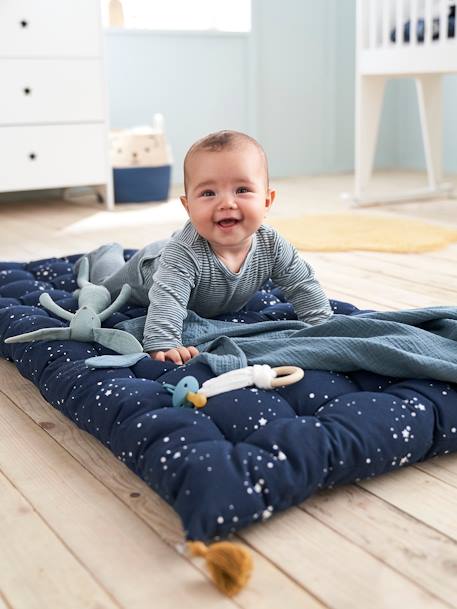 Matelas de sol avec pompons bleu foncé 1 - vertbaudet enfant 