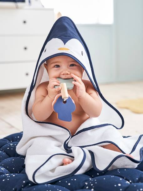 Coffret cape de bain + gant Pingouin blanc / bleu 1 - vertbaudet enfant 