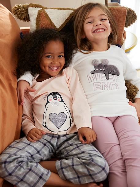 Pyjama pingouin fille en flanelle rose 1 - vertbaudet enfant 