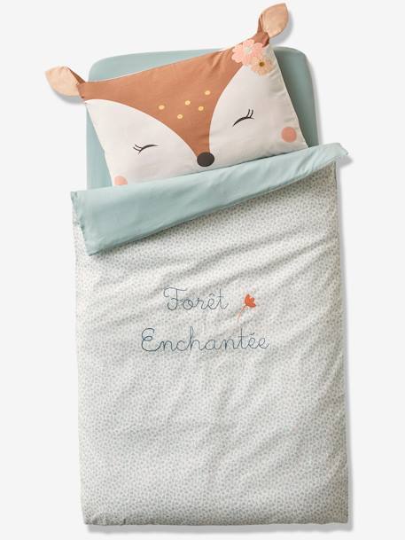 Housse de couette bébé FORET ENCHANTEE écru / vert d'eau 1 - vertbaudet enfant 