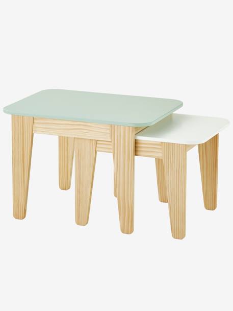 Tables gigognes Gris vert/bois + blanc/bois 1 - vertbaudet enfant 