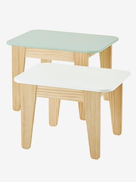 Tables gigognes Gris vert/bois + blanc/bois 3 - vertbaudet enfant 