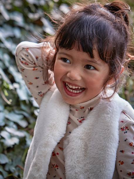 Gilet sans manches fille fausse fourrure BLANC CLAIR UNI+marron imprimé 2 - vertbaudet enfant 