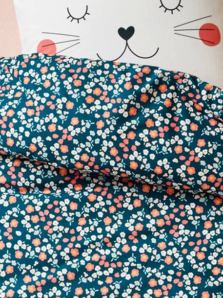 Parure housse de couette + taie d'oreiller enfant CHAT WAOU bleu / multicolore 5 - vertbaudet enfant 