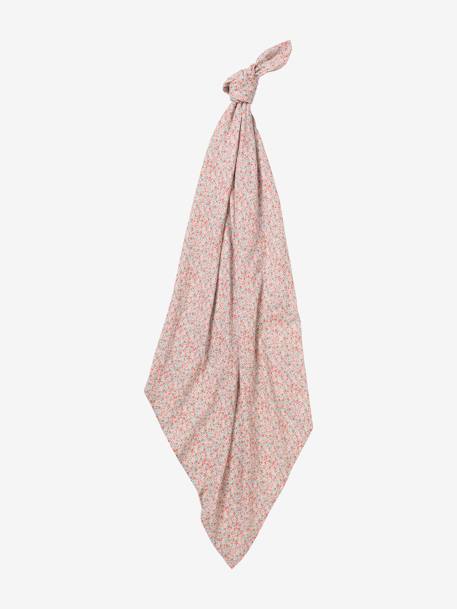 Lot de 2 maxi langes 120x120 cm pour emmaillotage marine/blanc+rose/fleurs 8 - vertbaudet enfant 