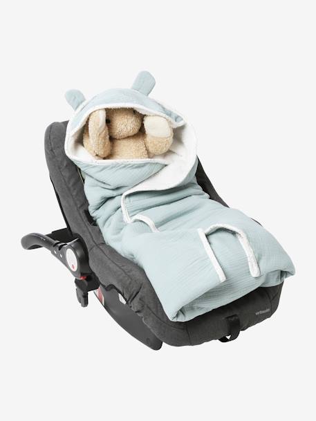 Plaid à capuche pour siège-auto coque vert céladon 2 - vertbaudet enfant 