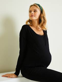 Vêtements de grossesse-T-shirt de grossesse et d'allaitement dentelle