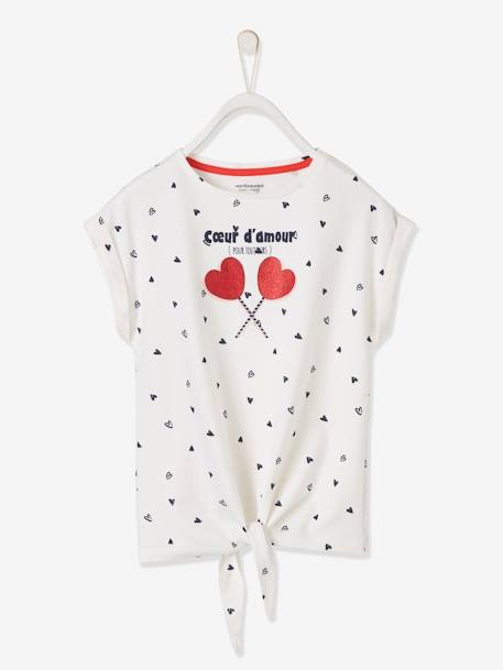 Petits cœurs-Fille-T-shirt, sous-pull-T-shirt imprimé détails irisés fille
