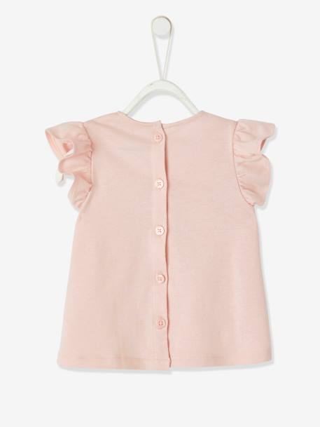 T-shirt bébé fleurs en relief rose grisé+vanille 5 - vertbaudet enfant 