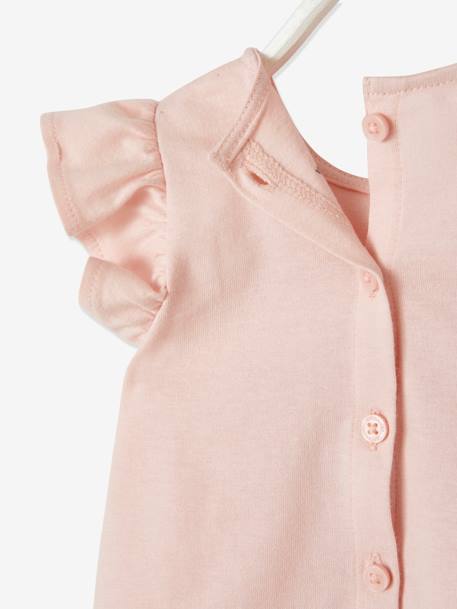 T-shirt bébé fleurs en relief rose grisé+vanille 4 - vertbaudet enfant 