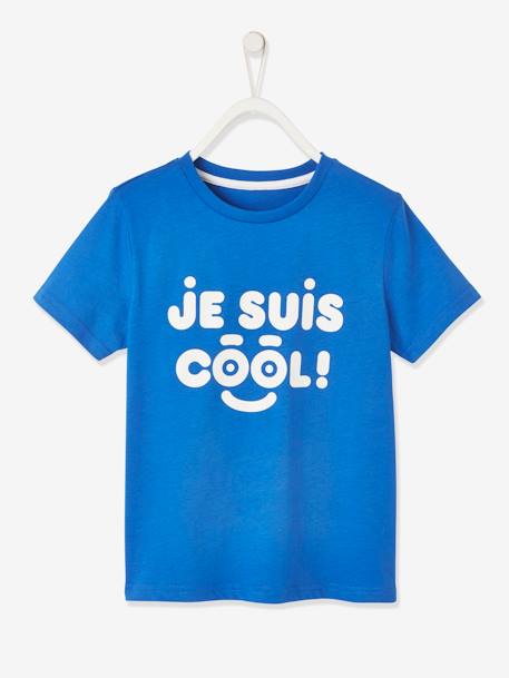 T-shirt à message garçon manches courtes Oeko-Tex® BLEU ELECTRIQUE+encre+ROUGE 1 - vertbaudet enfant 