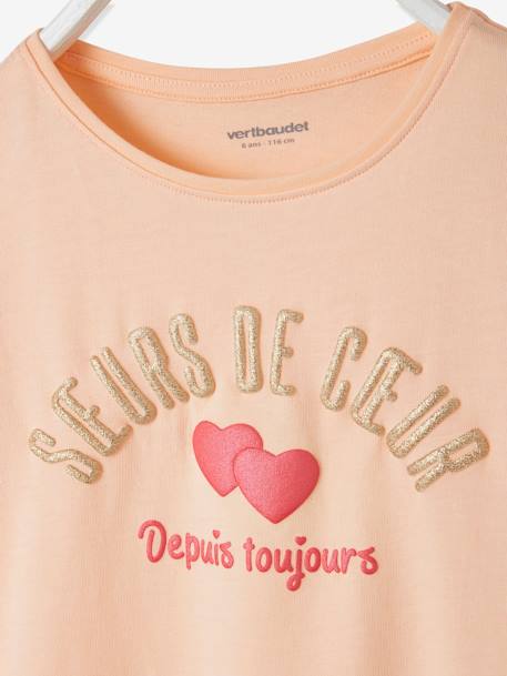 T-shirt Basics à message détails irisés fille rose poudré 3 - vertbaudet enfant 