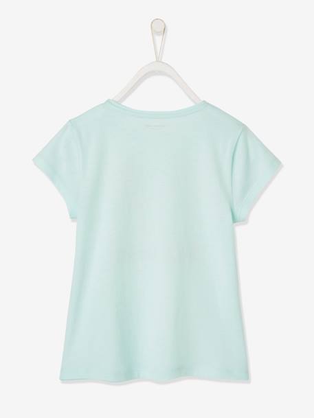 T-shirt fille à message détails irisés Oeko-Tex® bleu pâle - club des princesse+rose pivoine+rose poudré 2 - vertbaudet enfant 