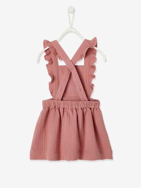 Robe bébé en gaze de coton bretelles à volants vert d'eau+vieux rose 8 - vertbaudet enfant 