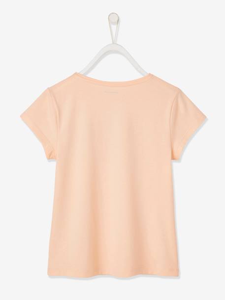 T-shirt Basics à message détails irisés fille rose poudré 2 - vertbaudet enfant 