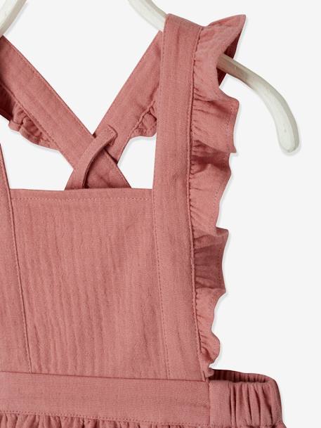 Robe bébé en gaze de coton bretelles à volants vert d'eau+vieux rose 9 - vertbaudet enfant 