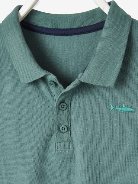 Polo garçon manches courtes broderie poitrine blanc+bleu+jaune pâle+kaki clair+MARINE+terracotta 12 - vertbaudet enfant 