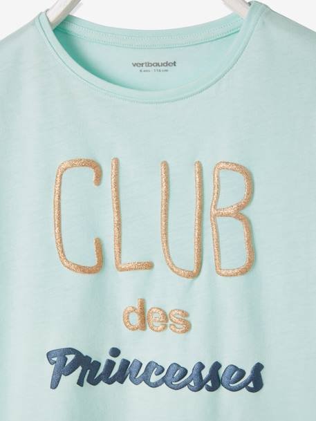T-shirt fille à message détails irisés Oeko-Tex® bleu pâle - club des princesse+rose pivoine+rose poudré 3 - vertbaudet enfant 